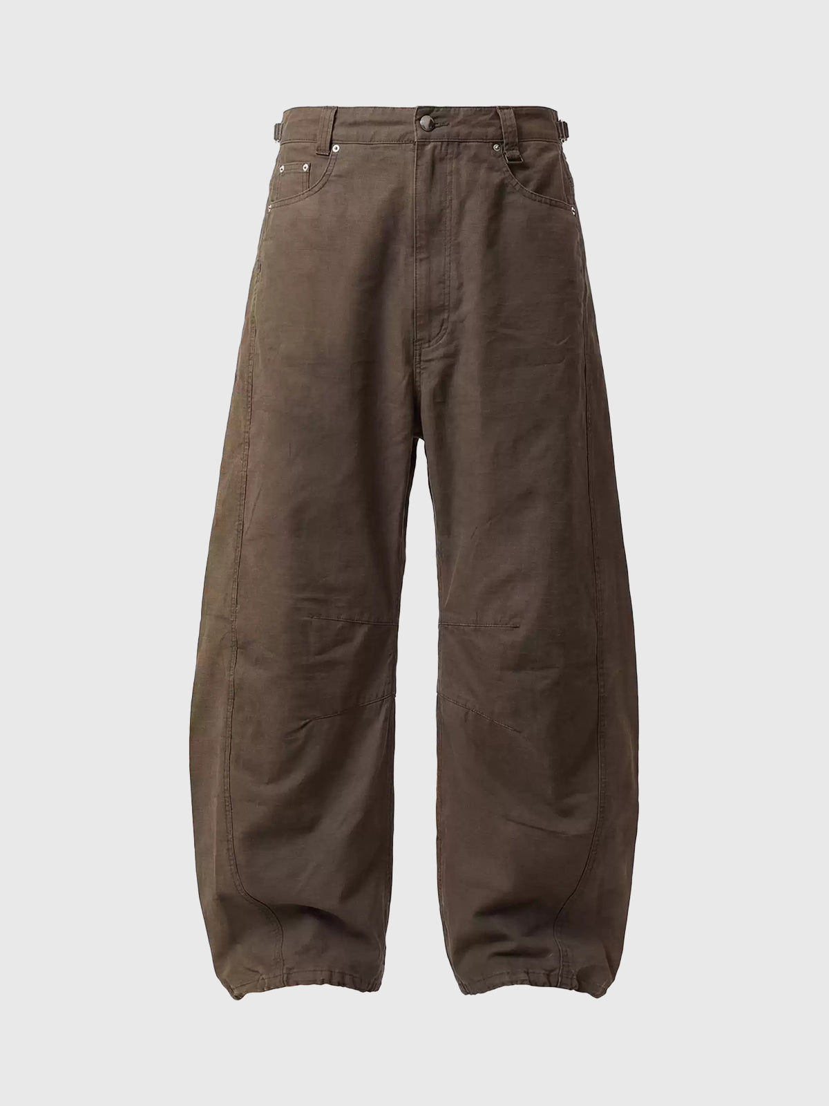 Brick Lane Wide-Leg Drawstring Waist Utility Cargo Pants - Coffee Brown