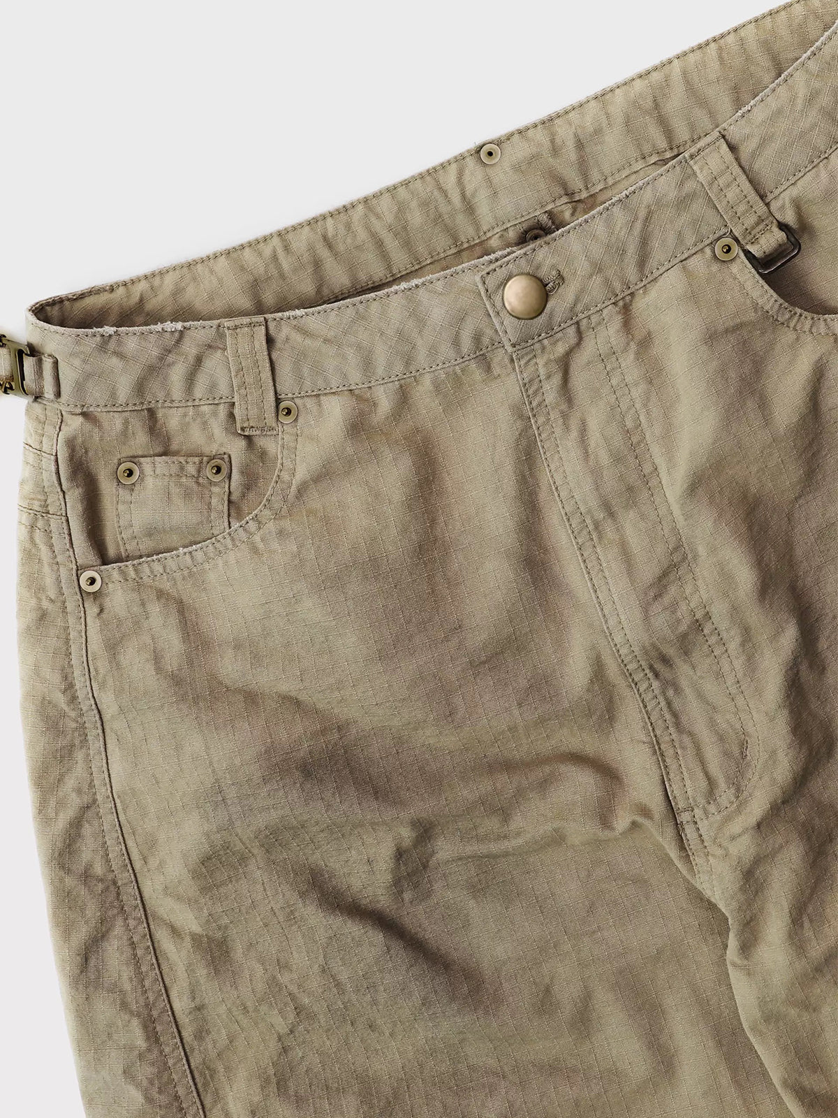 Brick Lane Wide-Leg Drawstring Waist Utility Cargo Pants - Khaki