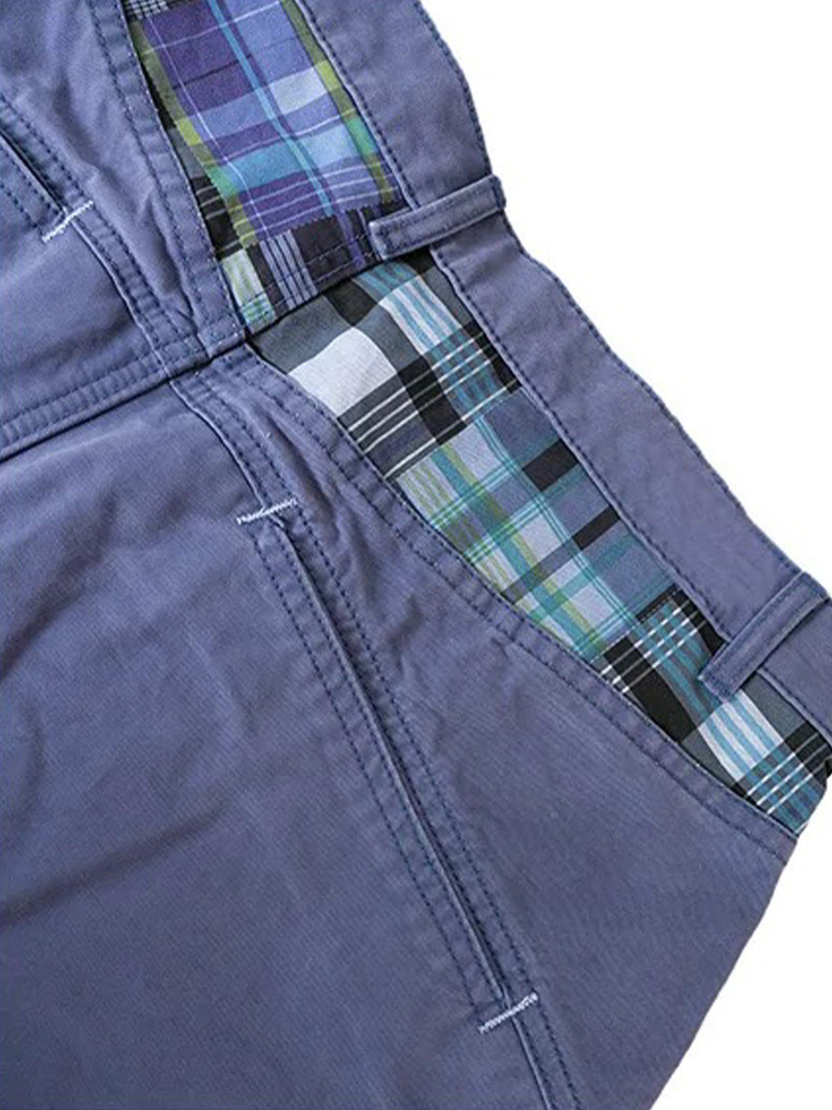 Brick Lane Curved Cut Check Plaid 3D Structured Jeans - Denim Blue