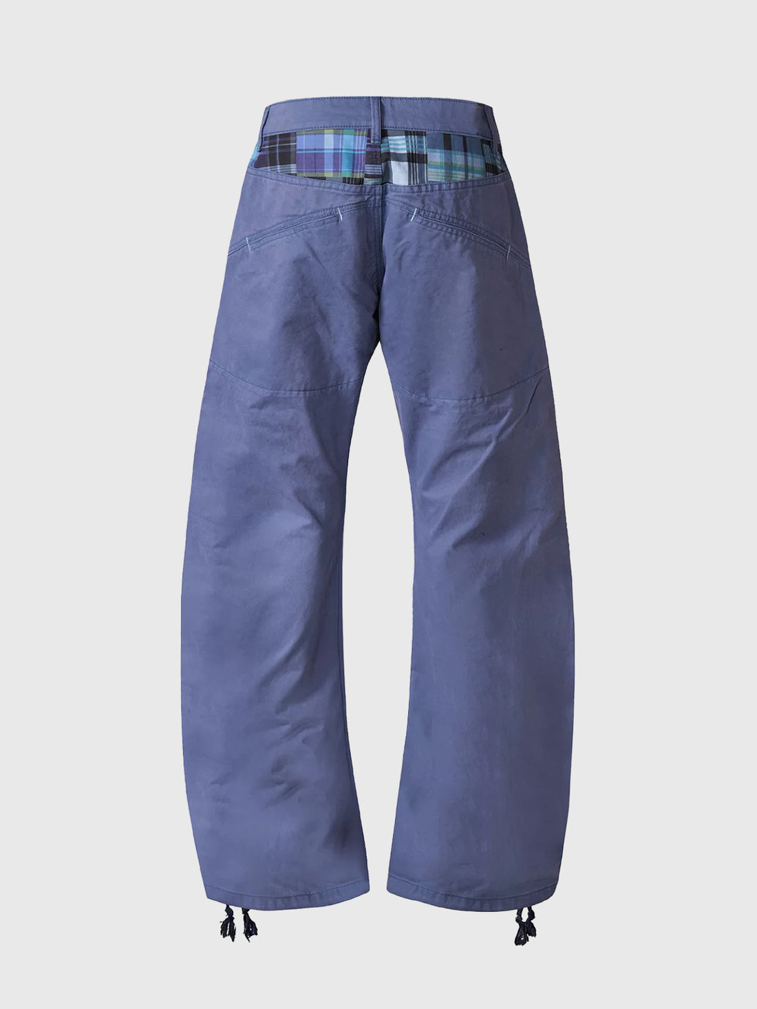 Brick Lane Curved Cut Check Plaid 3D Structured Jeans - Denim Blue