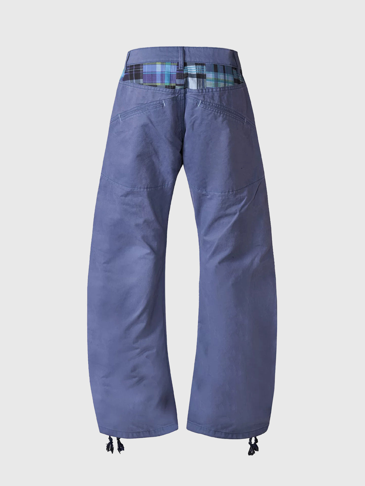 Brick Lane Curved Cut Check Plaid 3D Structured Jeans - Denim Blue
