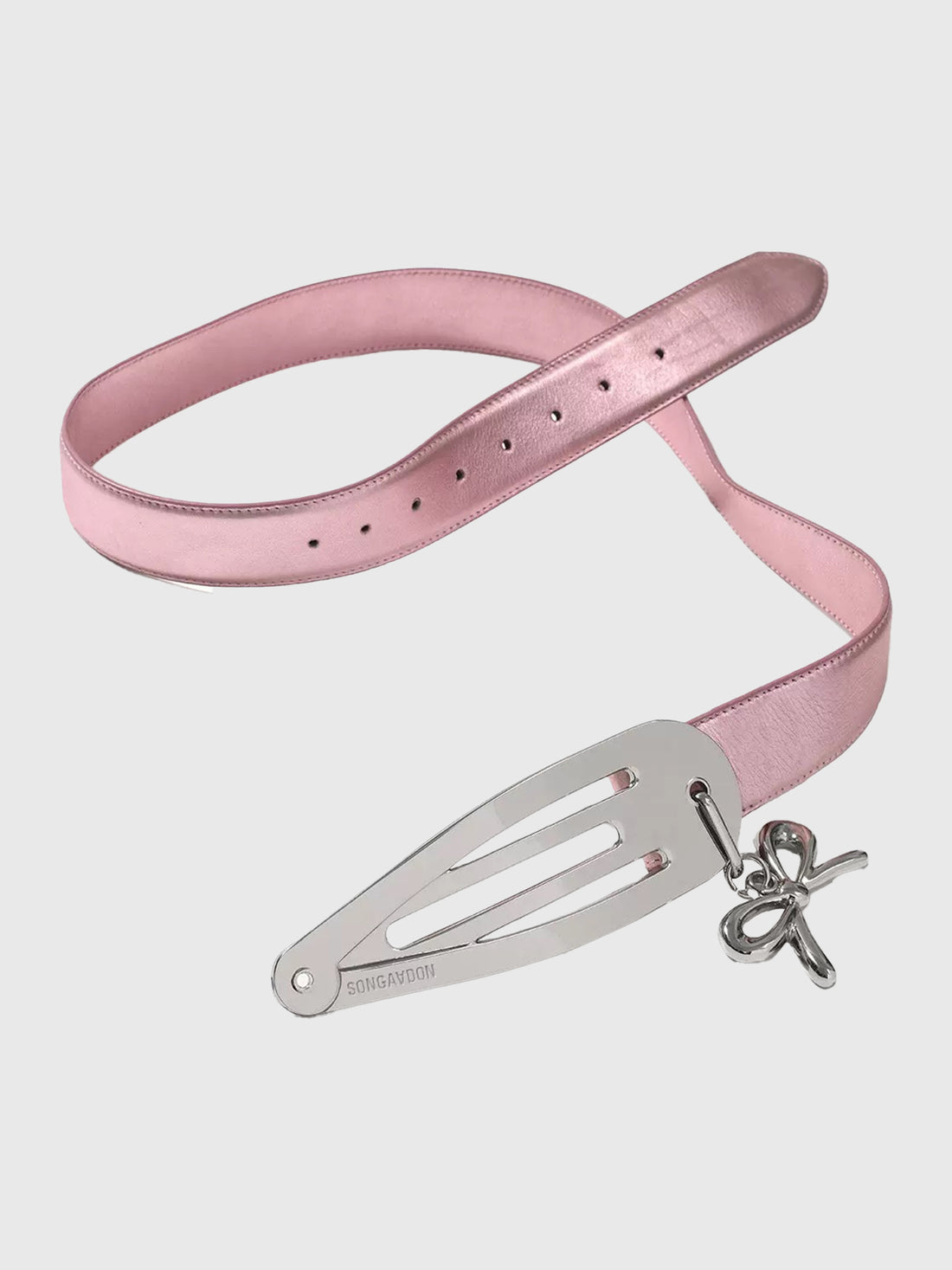 Brick Lane Skinny Lace-Up Bow Detail PU Leather Belt - Pink