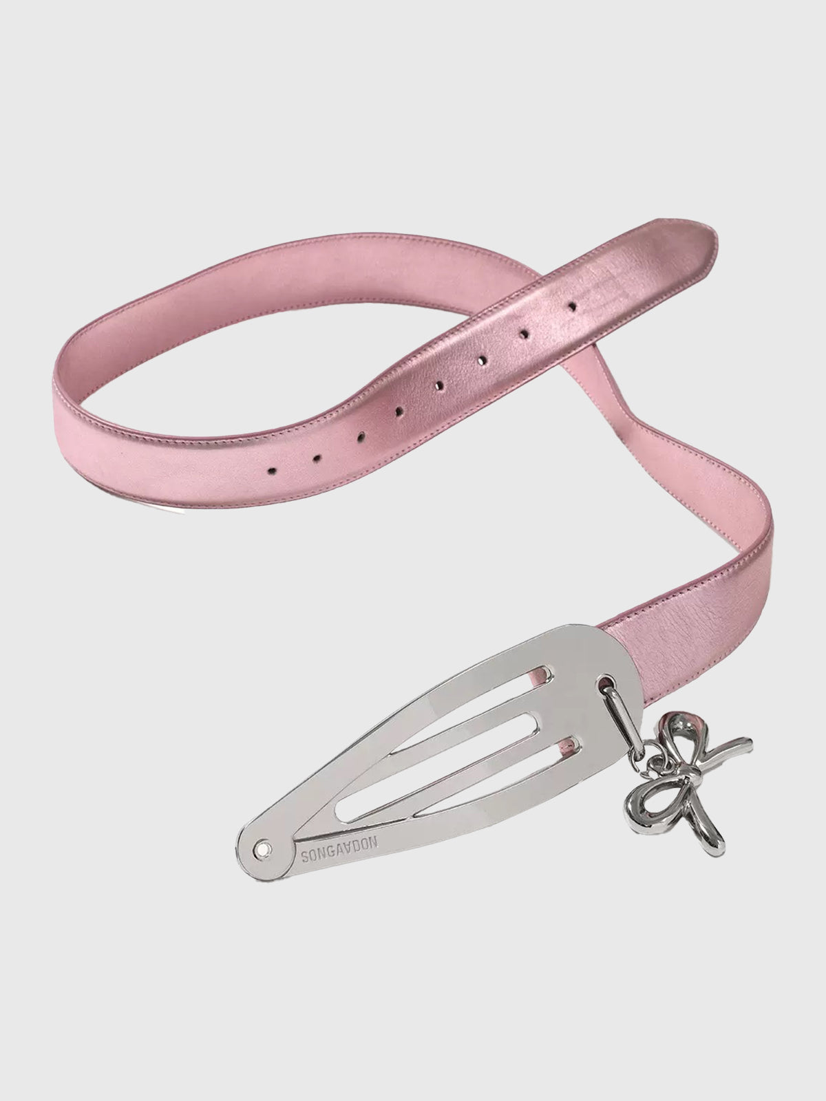 Brick Lane Skinny Lace-Up Bow Detail PU Leather Belt - Pink