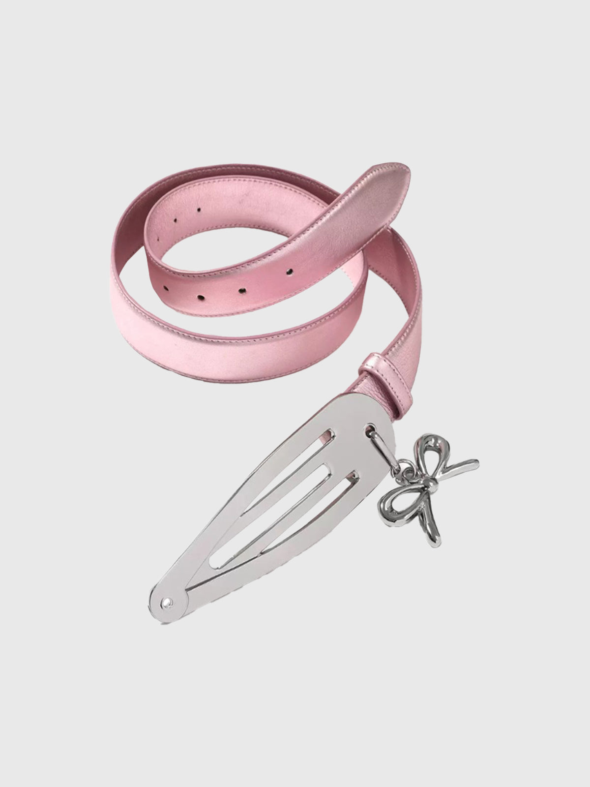 Brick Lane Skinny Lace-Up Bow Detail PU Leather Belt - Pink