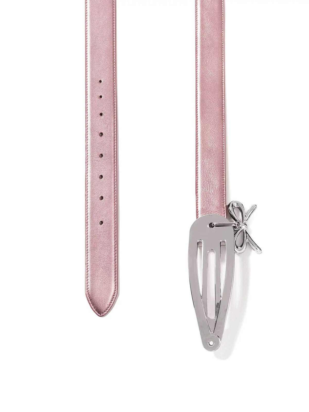 Brick Lane Skinny Lace-Up Bow Detail PU Leather Belt - Pink