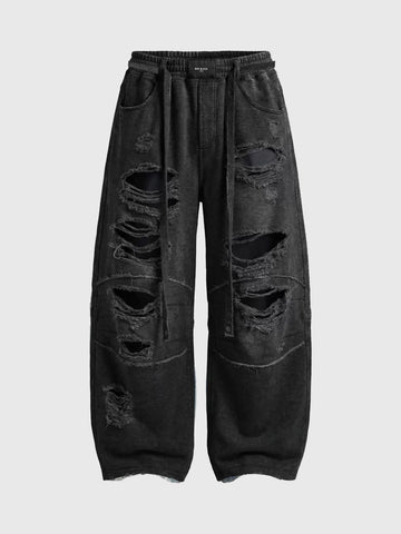 Brick Lane Wide-Leg Deconstructed Multi-Pocket Cargo Pants - Black