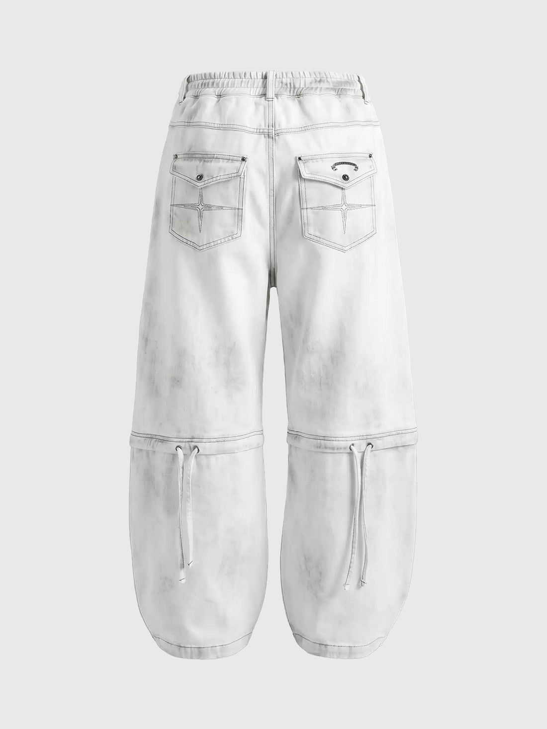 Brick Lane Wide-Leg Deconstructed Multi-Pocket Cargo Pants - White