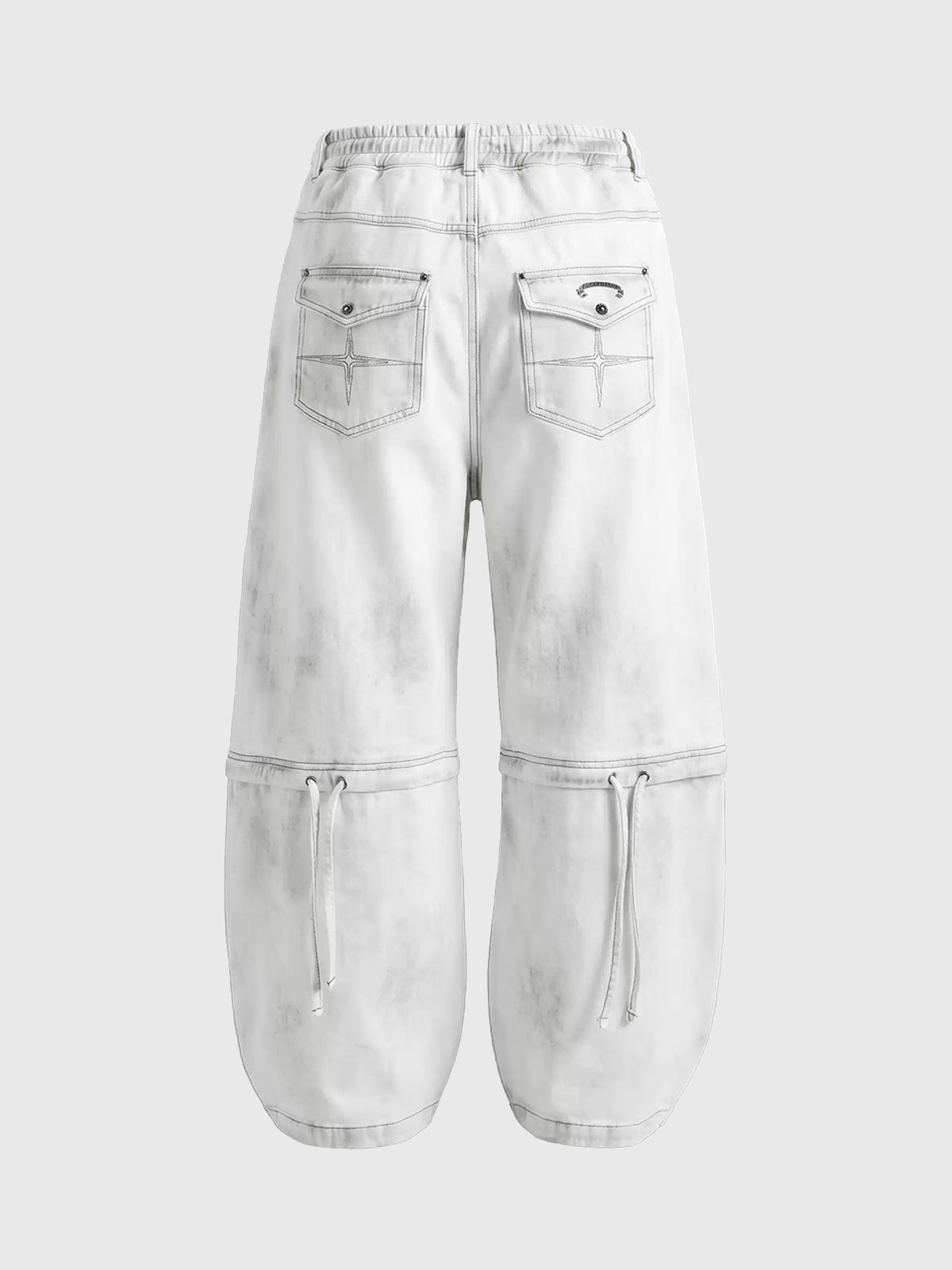 Brick Lane Wide-Leg Deconstructed Multi-Pocket Cargo Pants - White