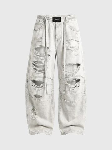 Brick Lane Wide-Leg Deconstructed Multi-Pocket Cargo Pants - White