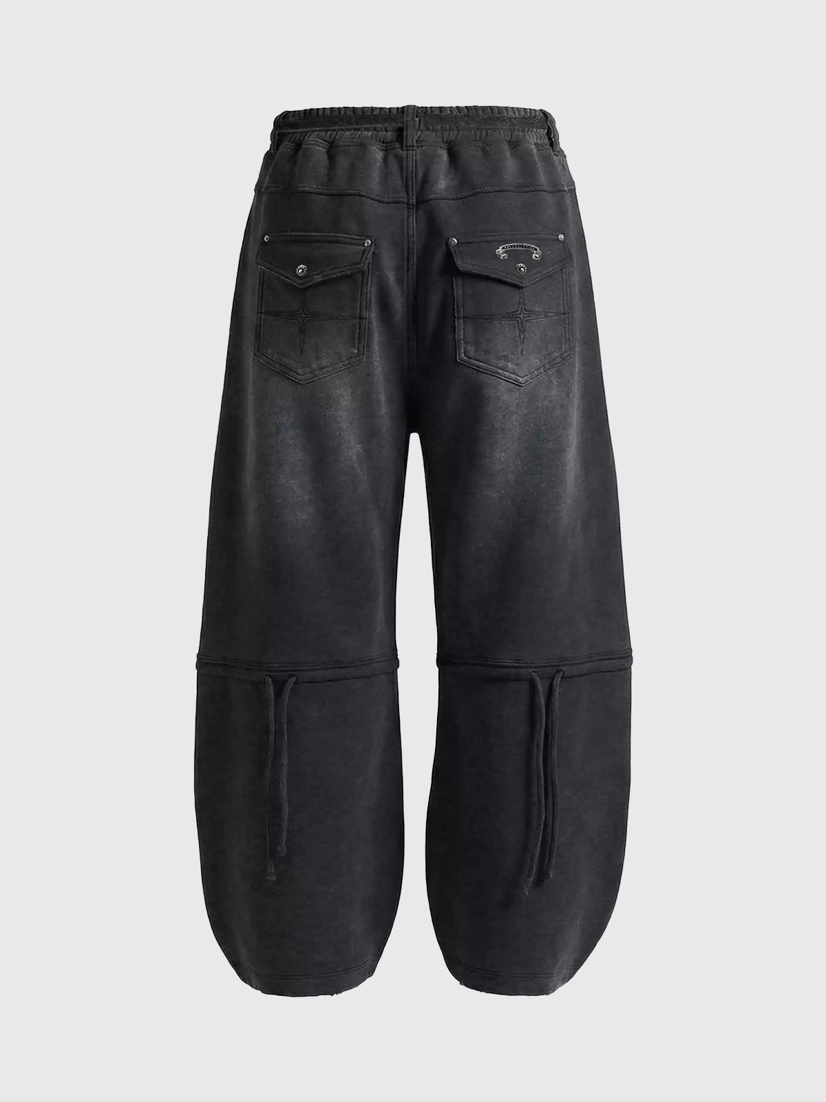 Brick Lane Wide-Leg Deconstructed Multi-Pocket Cargo Pants - Black
