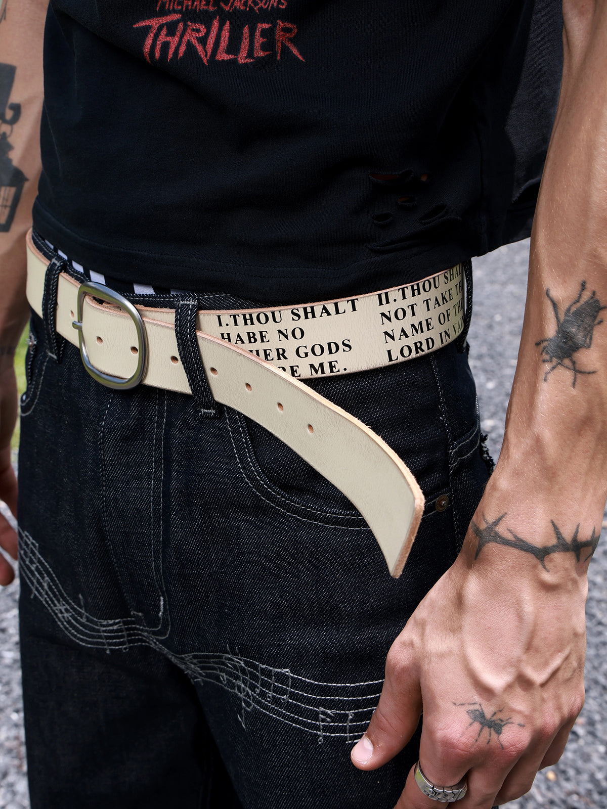 Brick Lane Asymmetric Deconstructed Panel PU Leather Belt - Beige
