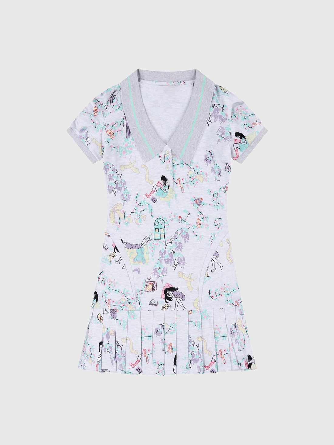 Brick Lane V-Neck Floral Print Slim Fit Dress - White