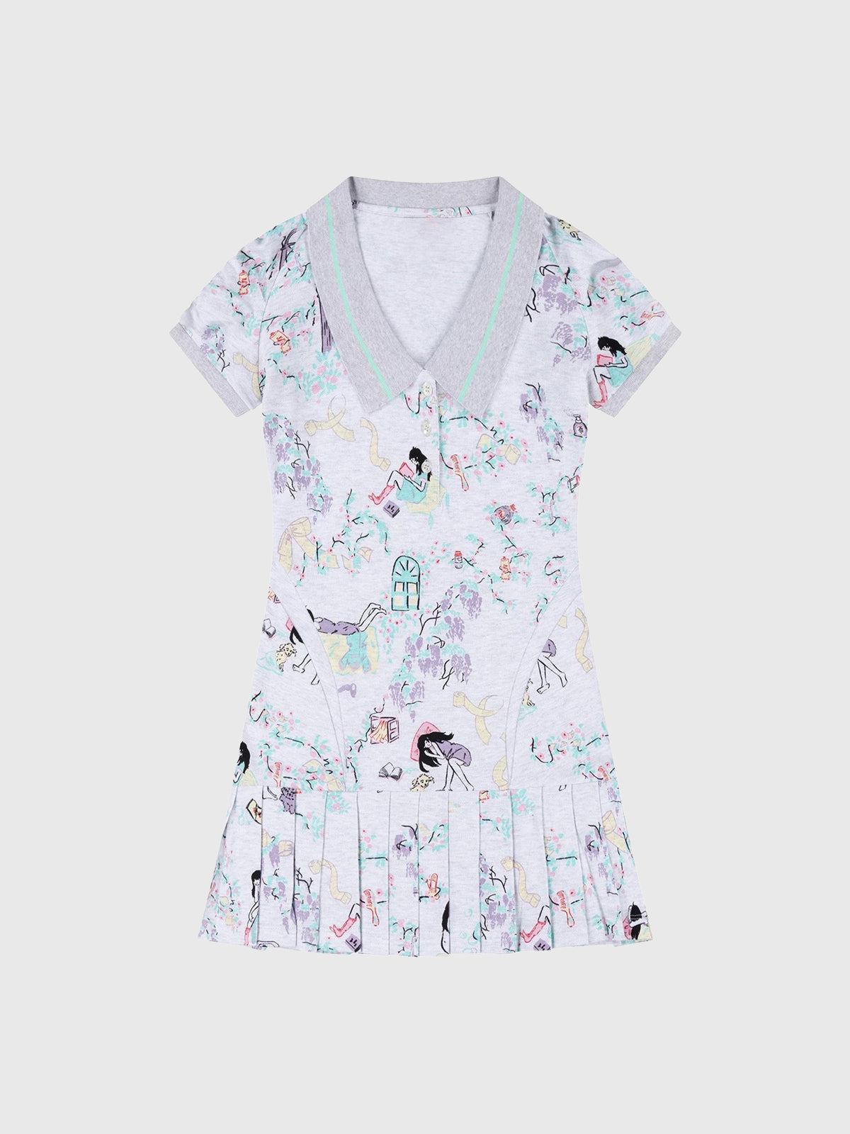 Brick Lane V-Neck Floral Print Slim Fit Dress - White
