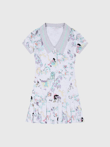 Brick Lane V-Neck Floral Print Slim Fit Dress - White