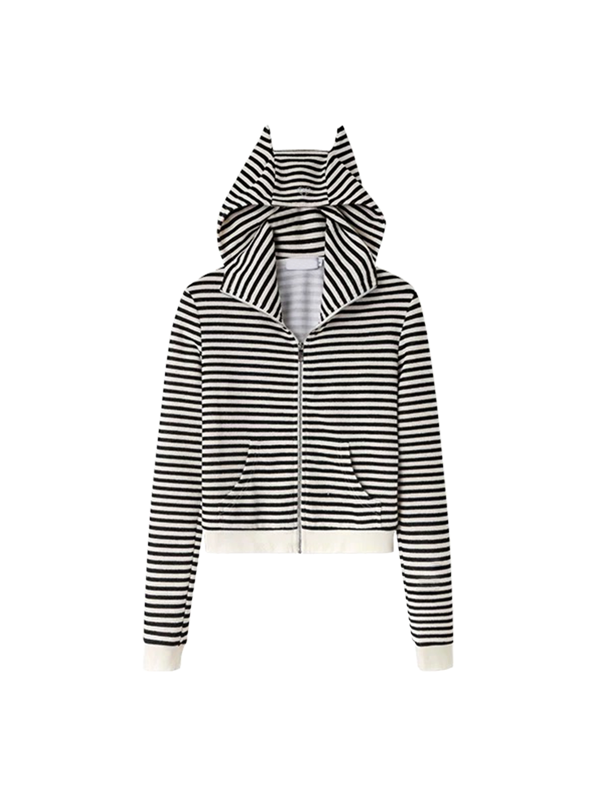 Brick Lane Relaxed Stripe Hooded Knit Cardigan - Grey
