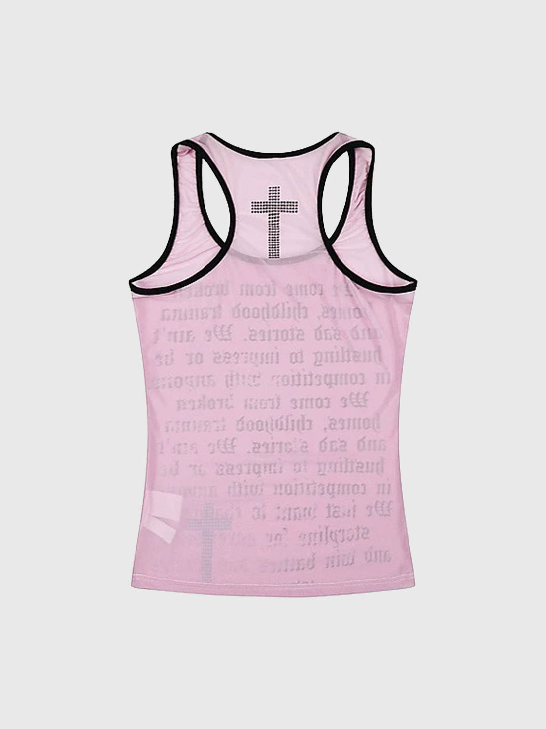 Brick Lane Skimming Rhinestone Mesh Sheer Tank Top - Pink