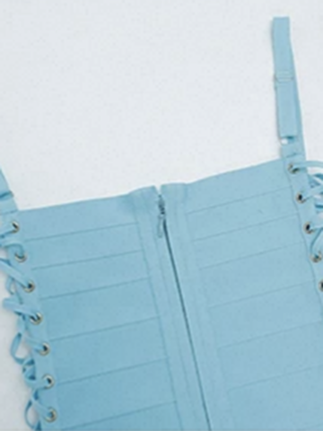 Brick Lane Skimming Cut Out Detail Cami Dress - Blue
