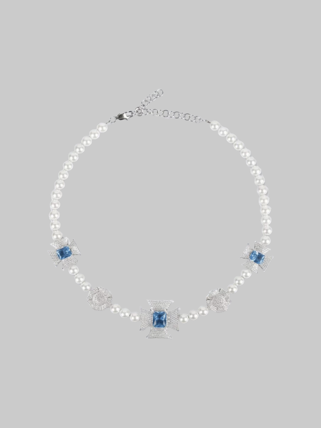 Brick Lane Chunky Multi Gemstone Industrial Chain Necklace - Silver