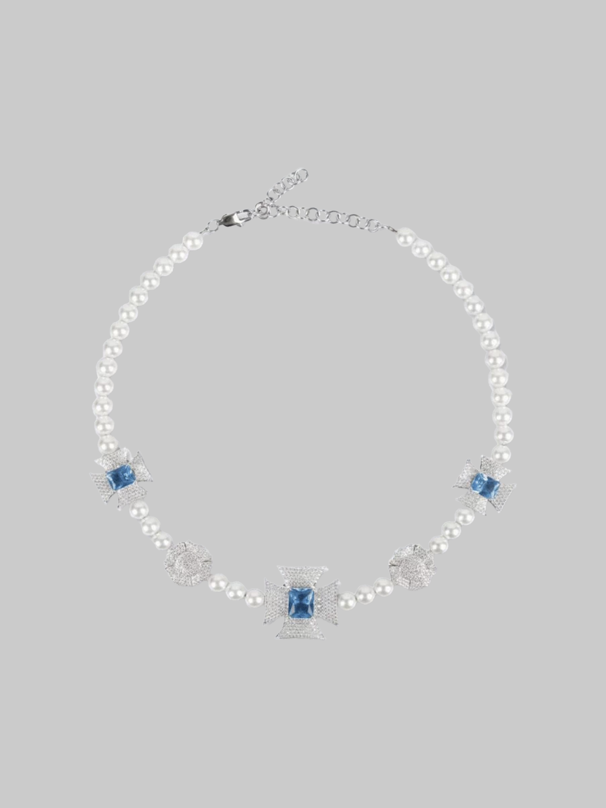 Brick Lane Chunky Multi Gemstone Industrial Chain Necklace - Silver