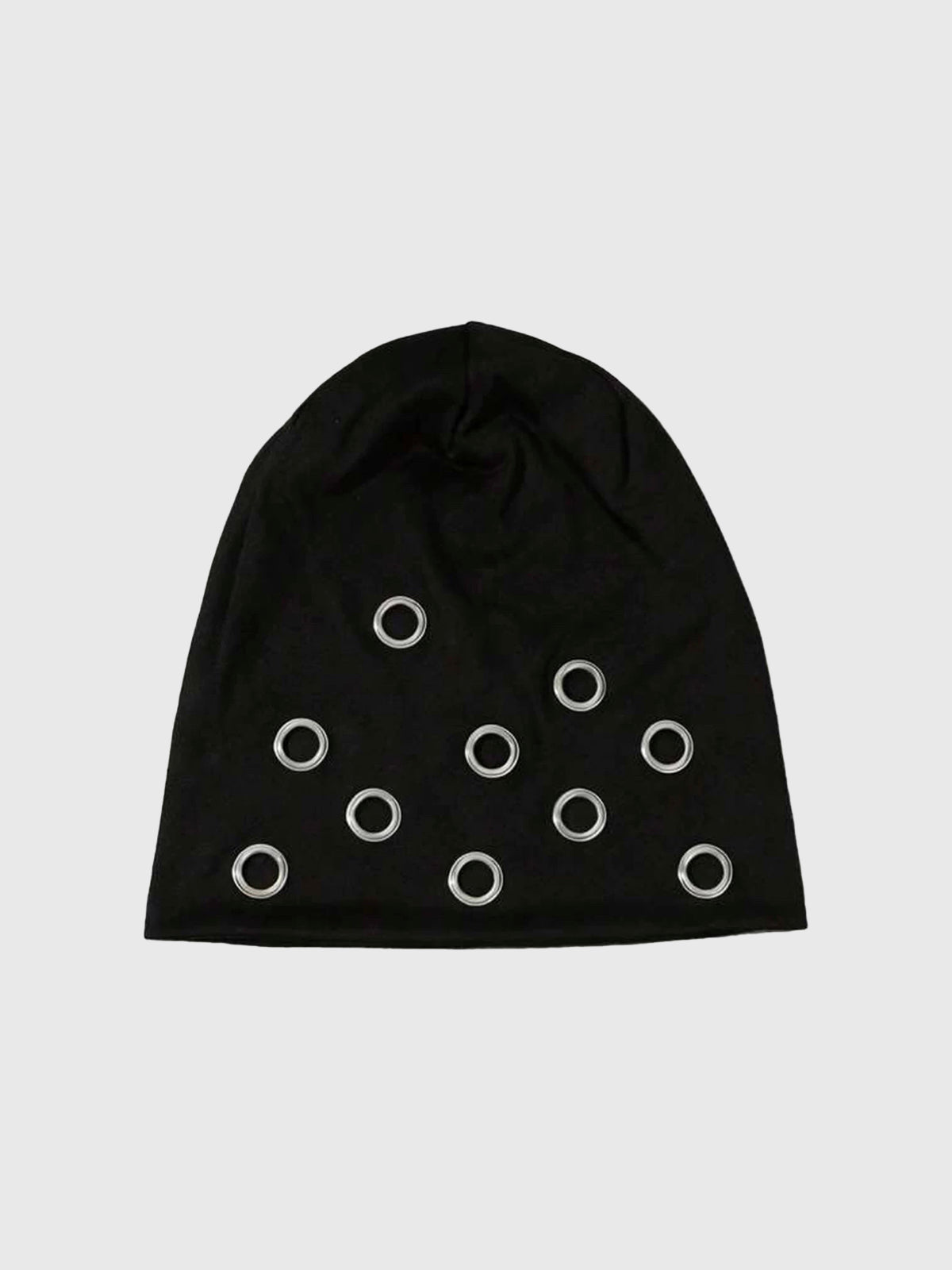 Brick Lane Beanie Grommet Eyelet Punk Hat - Black