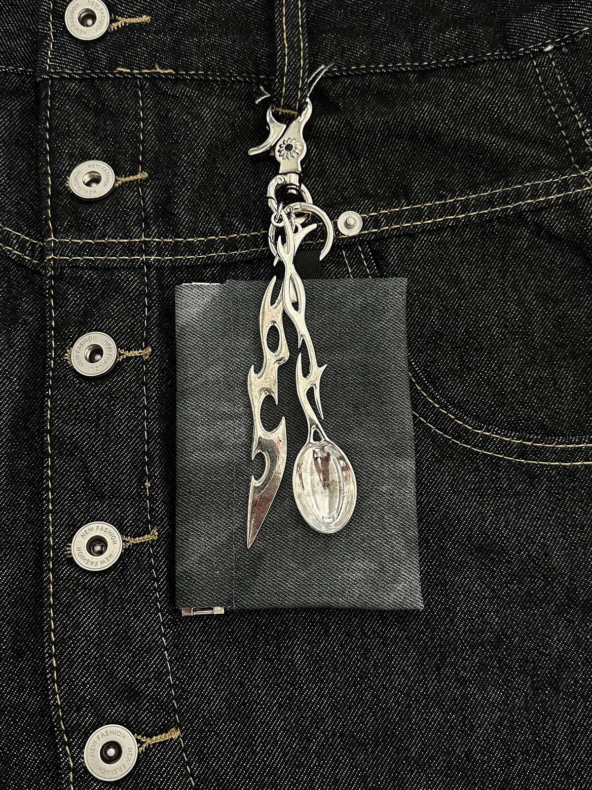 Brick Lane Multi-Layer Deconstructed Distressed Metal Pants Chain - Silver