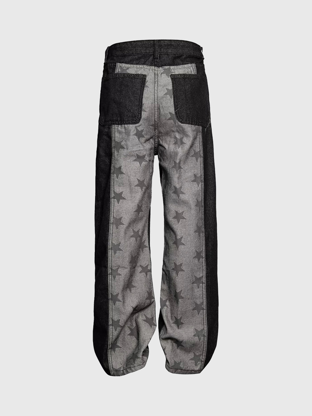 Brick Lane Wide-Leg Star Layered-Look Patchwork Jeans - Black