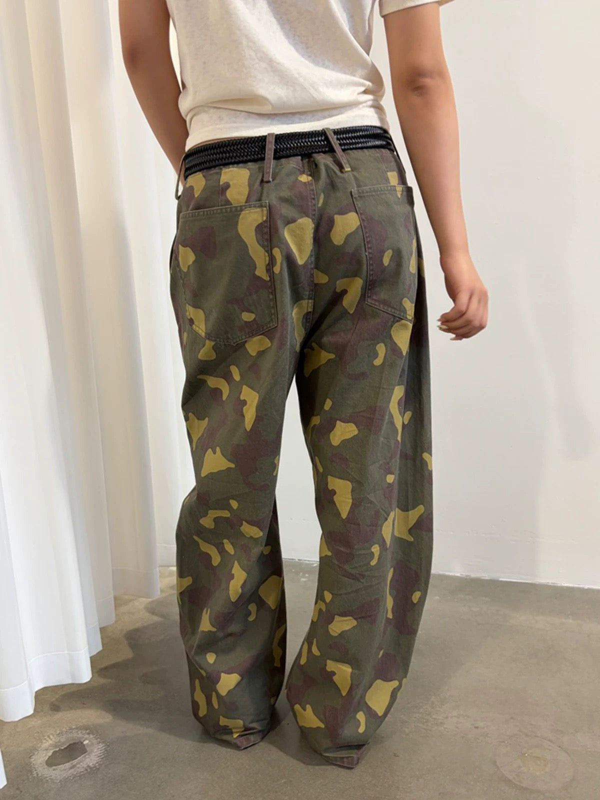 Brick Lane Wide-Leg Camouflage Utility Casual Pants - Green