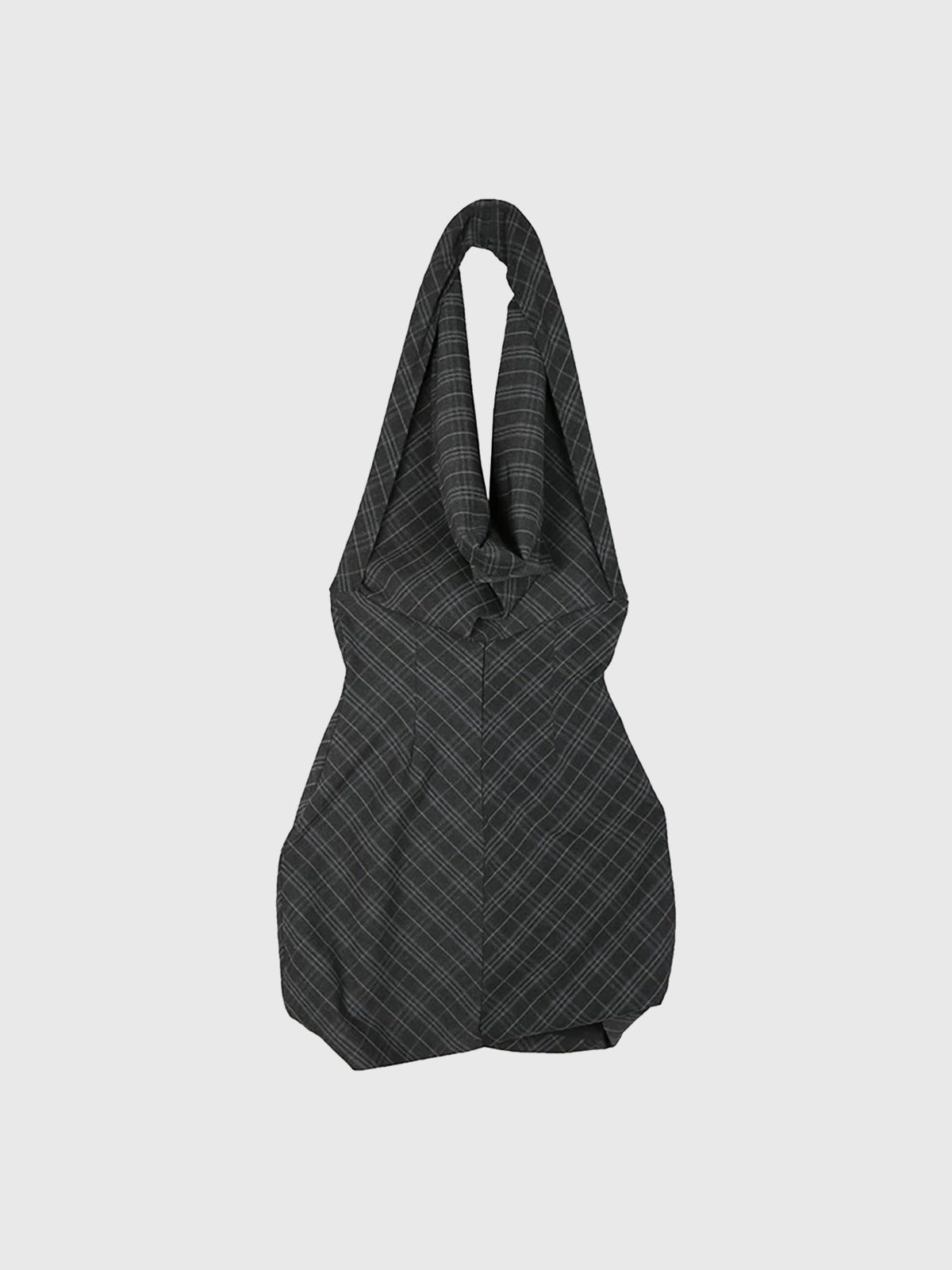 Brick Lane Halter Check Plaid Convertible Cowl Neck Dress - Black
