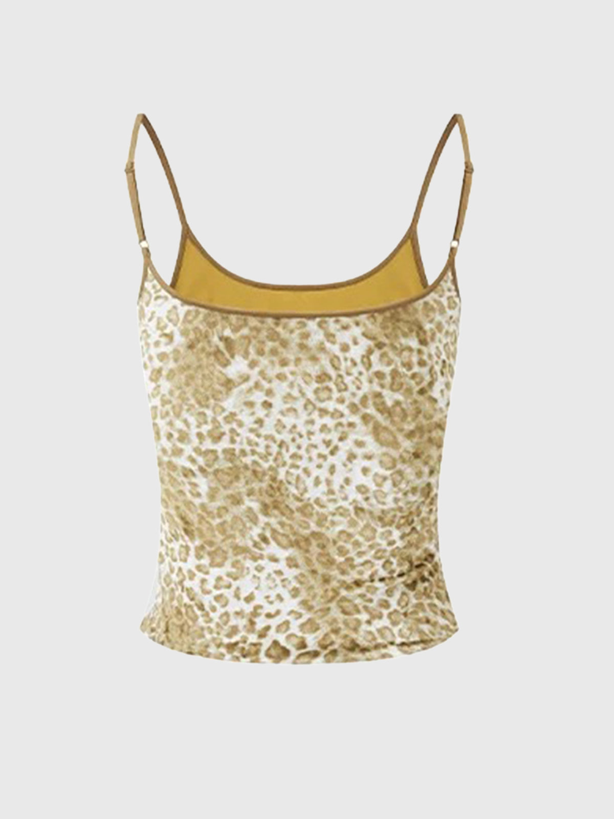 Brick Lane Skimming Leopard Velvet Fitted Cami - Gold