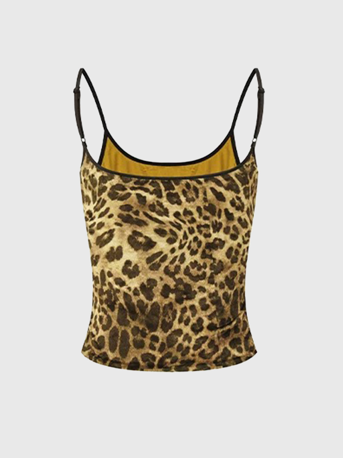 Brick Lane Skimming Leopard Velvet Classic Cami - Brown/Yellow