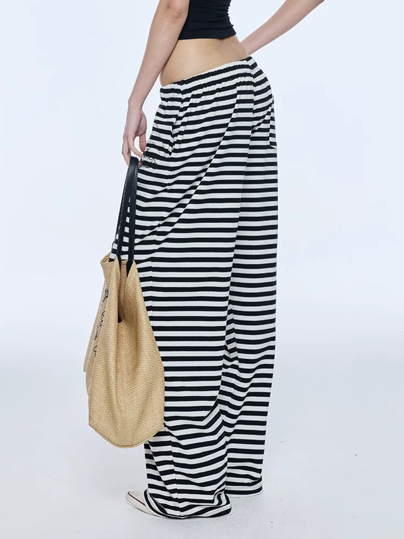Brick Lane Wide-leg Zebra Stripe Relaxed Pants - Black/White