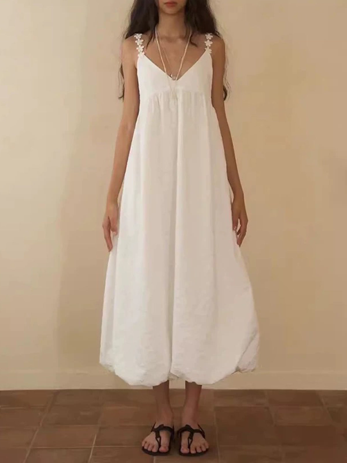 Cloud Step Puff Dress - Cream White