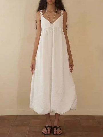 Cloud Step Puff Dress - Cream White
