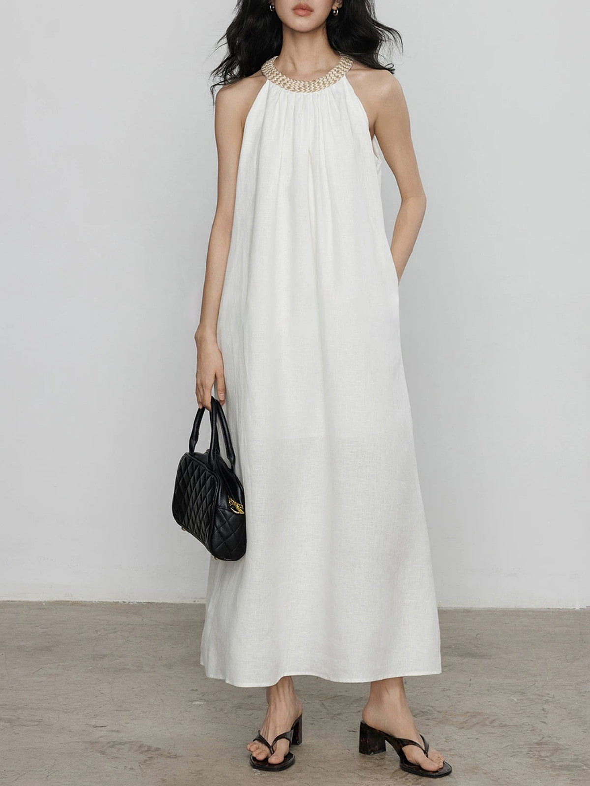 Air Swing A-Line Dress - Ivory White