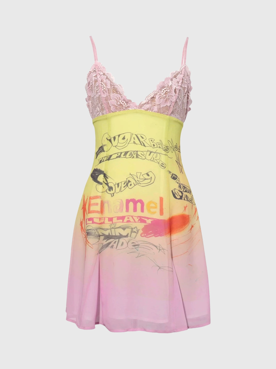 Pastel Riot Lace Dress - Sunset Pink