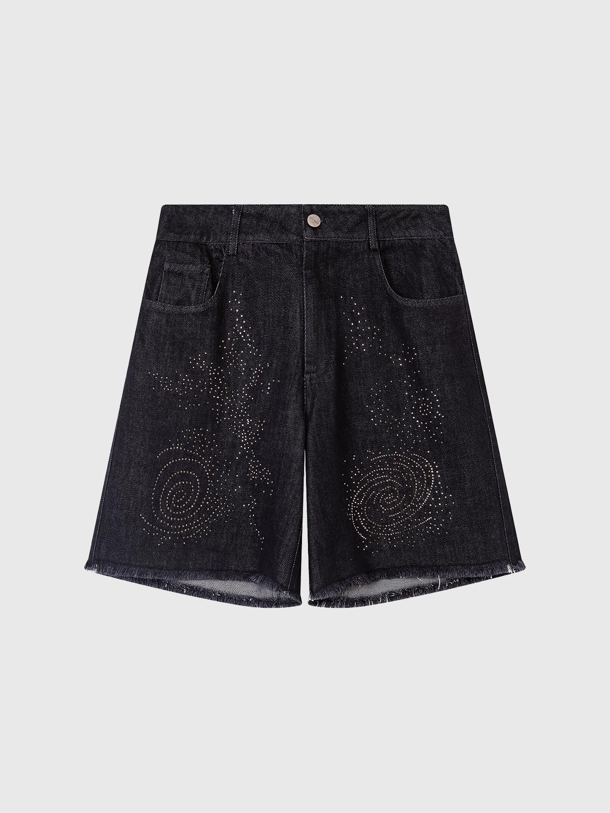 Glint Code Denim Shorts - Washed Black