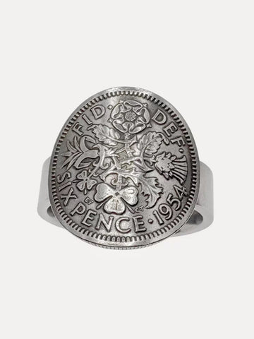 Brick Lane Vintage Textured Distressed Statement Ring - Silver