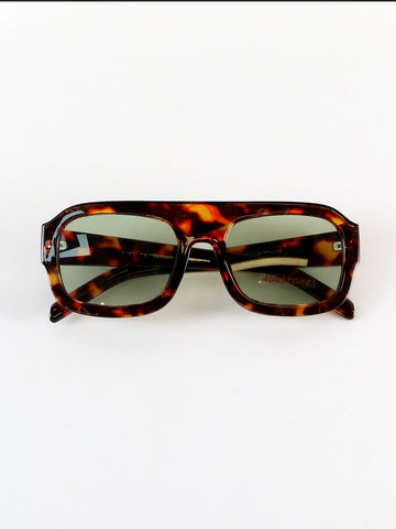 Brick Lane Retro Double-Bridge Aviator Sunglasses - Tortoise