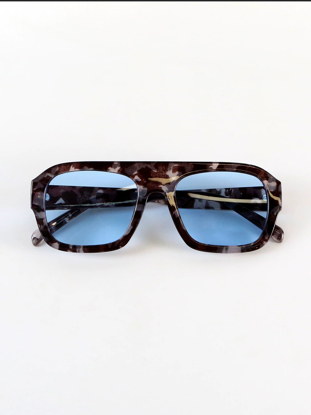 Brick Lane Y2K Double-Bridge Tinted Sunglasses - Black/Blue