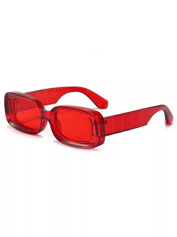 Brick Lane Y2K Retro Chunky Rectangle Sunglasses - Red