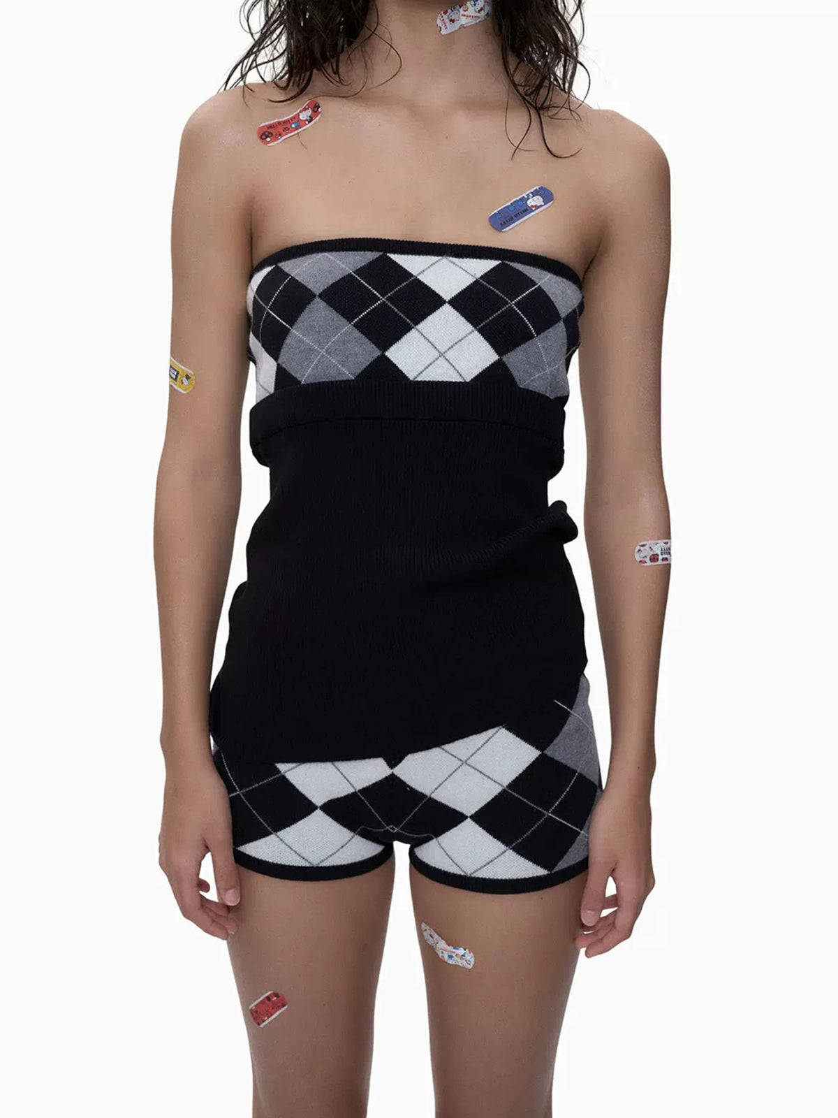 Diamond Fever Knit Two-Piece Set - Coal Black