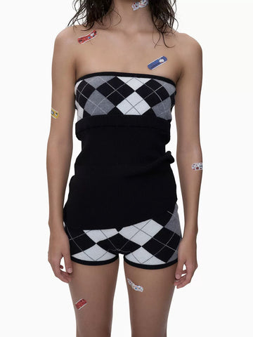 Diamond Fever Knit Two-Piece Set - Coal Black