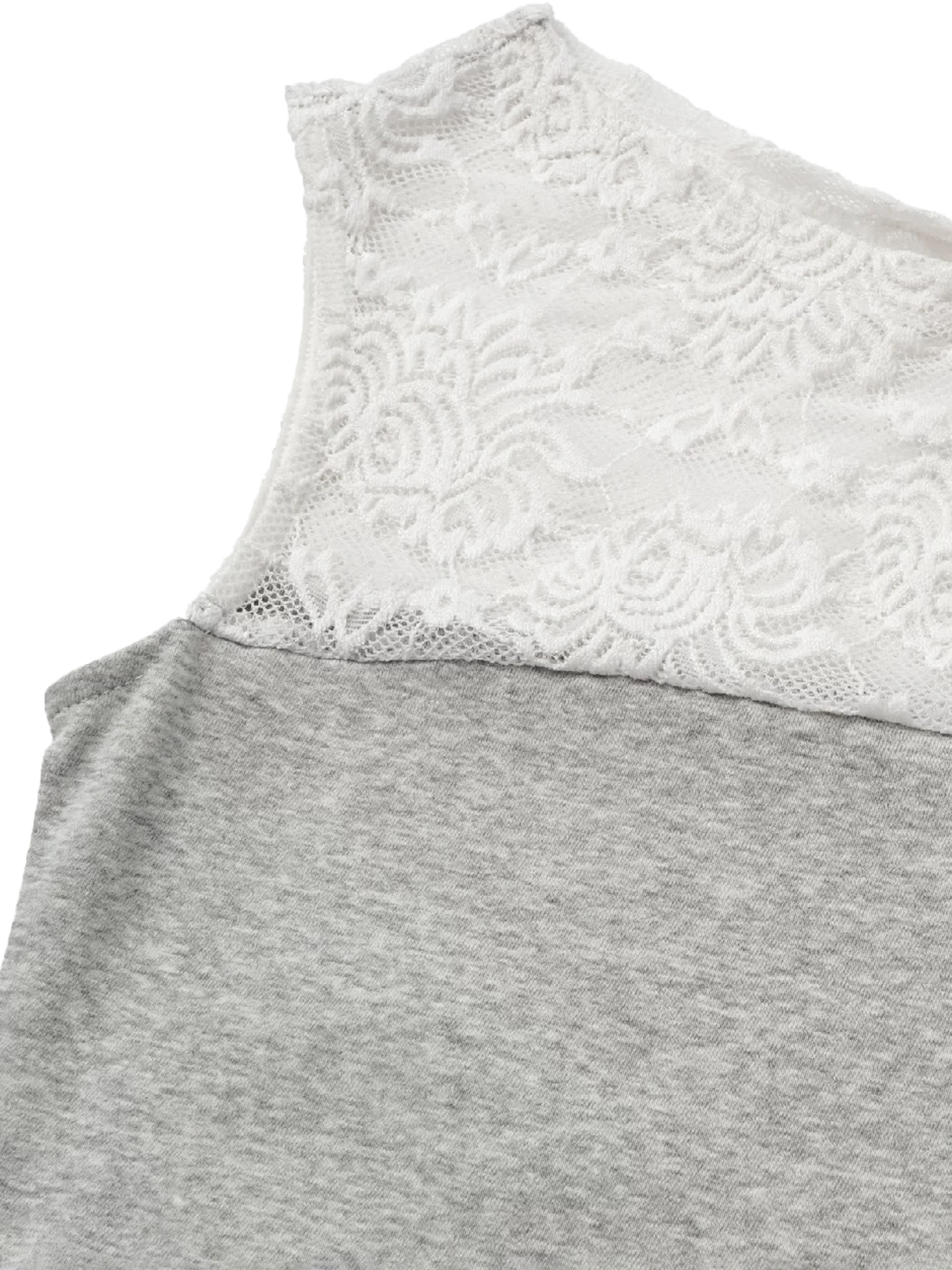 Tilt Lace Contrast Top - Cream Grey