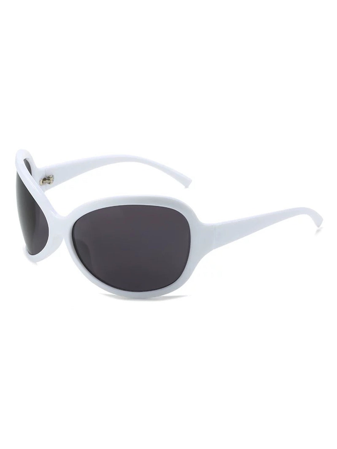 Brick Lane Y2K Futuristic Alien Oval Sunglasses - White/Black