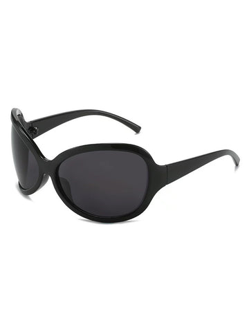 Brick Lane Y2K Wrap Around Athletic Sunglasses - Black