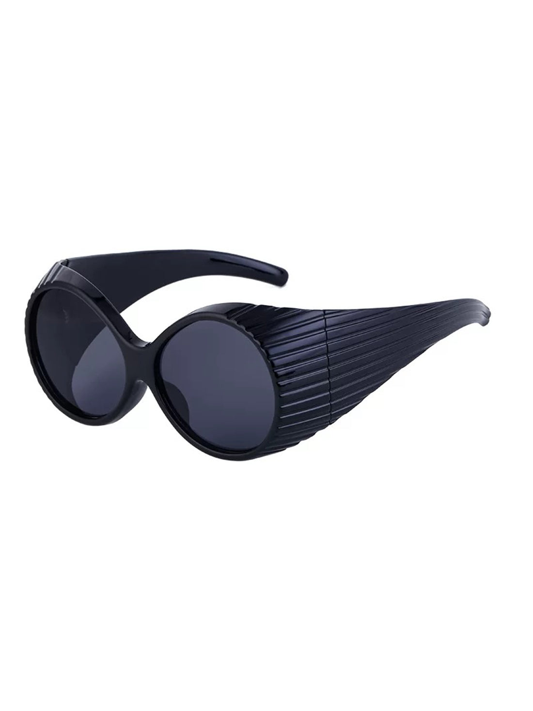 Brick Lane Y2K Retro Alien Oval Sunglasses - Black