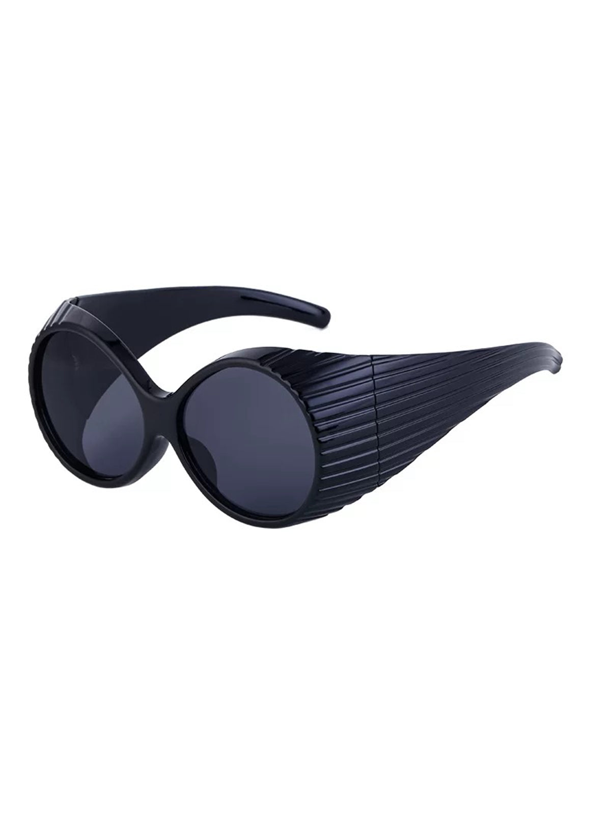 Brick Lane Y2K Retro Alien Oval Sunglasses - Black