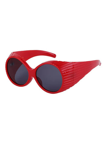 Brick Lane Y2K Retro Alien Oval Sunglasses - Red