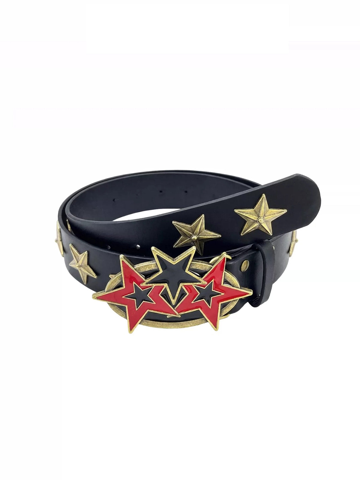 Brick Lane Y2K Metal Star Studded Belt - Black