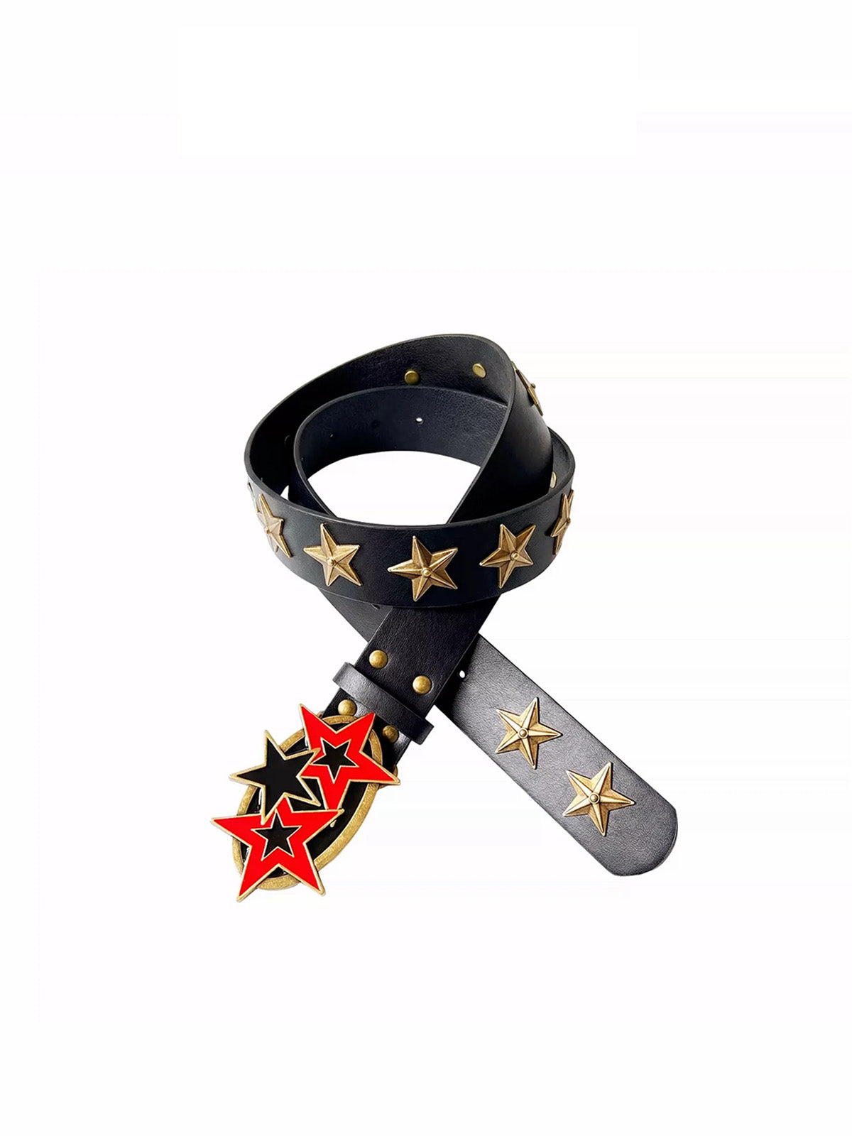 Brick Lane Y2K Metal Star Studded Belt - Black